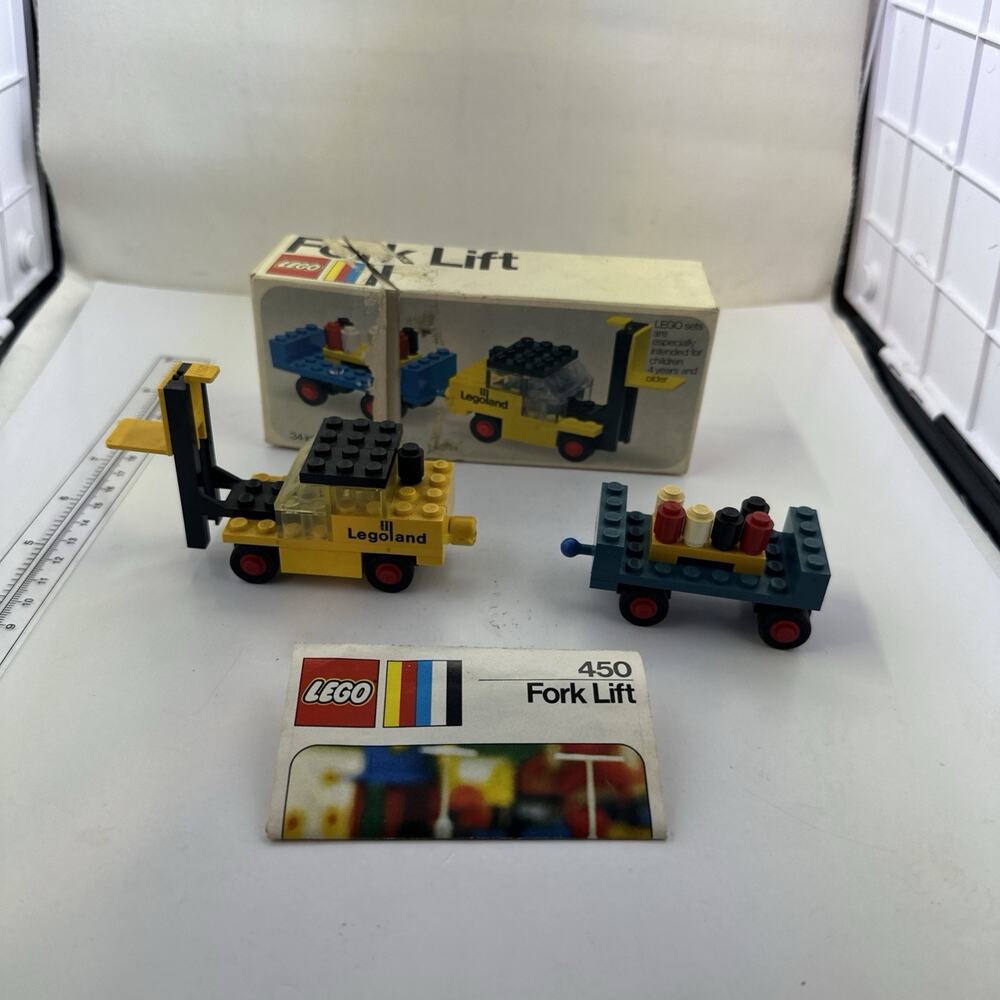 1973 Legoland Construction 450 Fork Lift Complete w/Box & Instructions Vintage